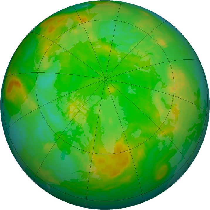 Arctic ozone map for 01 July 1985